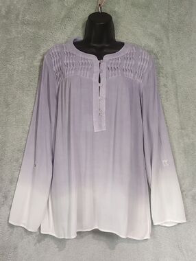 Bandolino Lavender to White Pintuck Henley Tunic